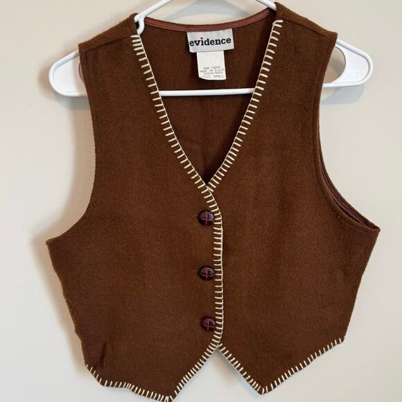 Vintage Evidence wool blend brown Vest woman’s size small - Picture 1 of 8